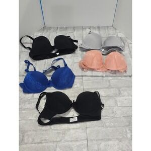 Assorted Brands Size 36B Lot of 5 Bras Black Navy Royal Pink Gray Clean Excellen